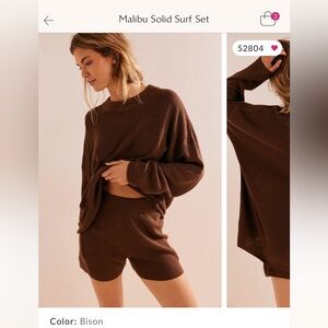 free people malibu solid surf set (sweater set)